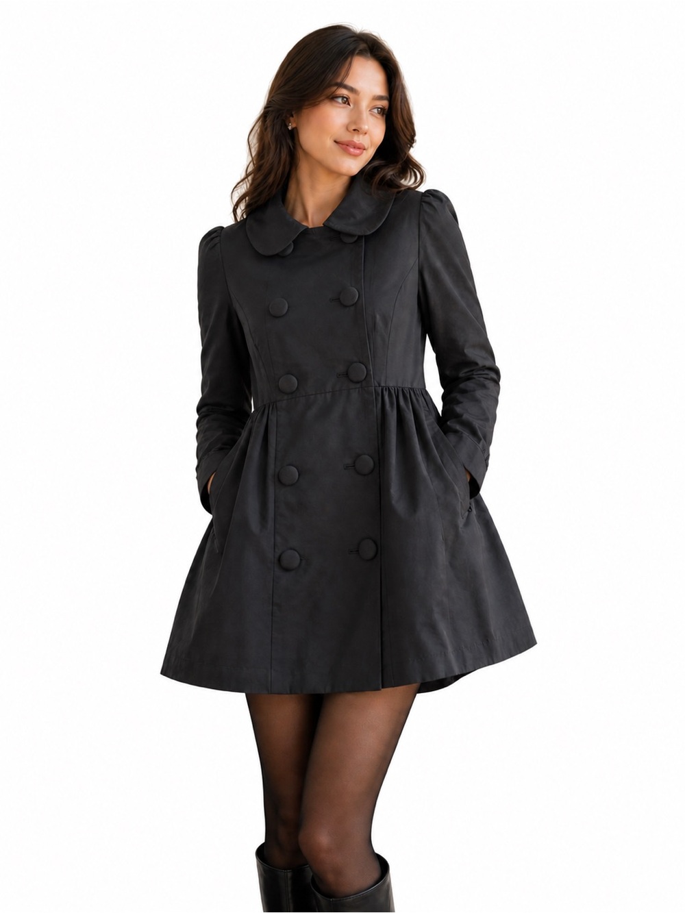 Rare Vintage Forever 21 "Twist" Cirque Collection Black Ruffle Swing Coat - Size